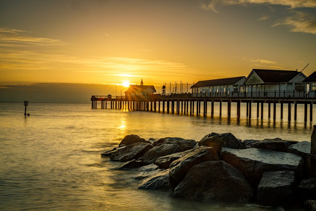 Sunburst over Southwold Pier