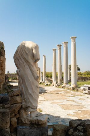 Statue and pillars at Salamis, Northern Cyprus