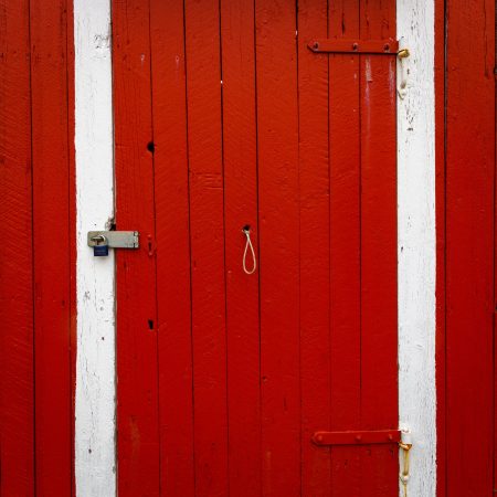 Handle on red door