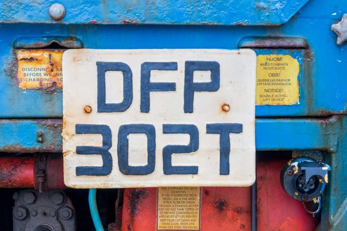 Number plate on Tractor