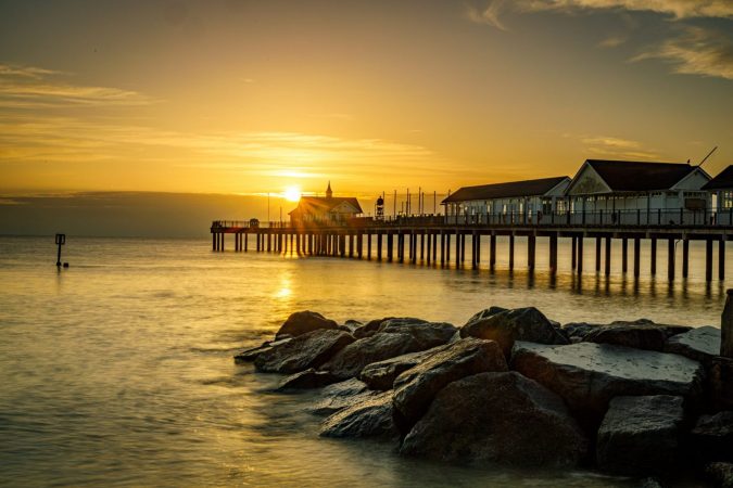 Sunburst over Southwold Pier