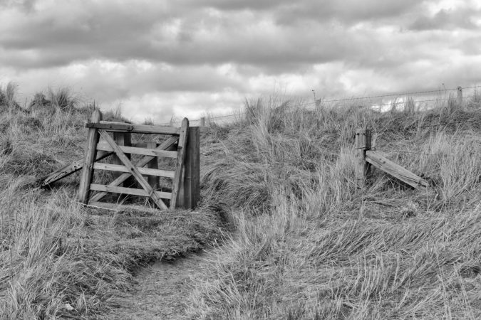 Broken gate in dunes, Beadnell